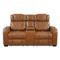  Manufacturer Color_Brown -- Apex 8449BR-2PWHM Power Reclining Love Seat with Console, Wireless charger, Air Massage and Heat IMAGE 1