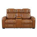  Manufacturer Color_Brown -- Apex 8449BR-2PWHM Power Reclining Love Seat with Console, Wireless charger, Air Massage and Heat IMAGE 1