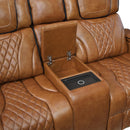  Manufacturer Color_Brown -- Apex 8449BR-2PWHM Power Reclining Love Seat with Console, Wireless charger, Air Massage and Heat IMAGE 7