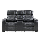  Manufacturer Color_Black -- Apex 8449BK-2PWHM Power Reclining Love Seat with Console, Wireless charger, Air Massage and Heat IMAGE 1