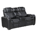  Manufacturer Color_Black -- Apex 8449BK-2PWHM Power Reclining Love Seat with Console, Wireless charger, Air Massage and Heat IMAGE 2
