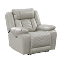  Manufacturer Color_Grey -- Homelegance Huron Power Polyurethane Recliner IMAGE 2