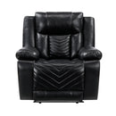  Manufacturer Color_Black -- Huron 8457BLK-1PW Power Reclining Chair with LED and Charging Ports IMAGE 1