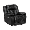  Manufacturer Color_Black -- Huron 8457BLK-1PW Power Reclining Chair with LED and Charging Ports IMAGE 2