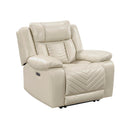  Manufacturer Color_Beige -- Huron 8457BEG-1PW Power Reclining Chair with LED and Charging Ports IMAGE 2