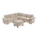 Manufacturer Color_Taupe -- Dublin 8450TPE*64ACCROT 6 pc Modular Sectional with Ottoman IMAGE 1