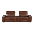  Homelegance Sutton 9790BRW-2CNPWH* Power Double Reclining Love Seat with Center Console, Power Headrest and Charging Ports IMAGE 2