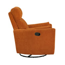  Manufacturer Color_Orange -- Homelegance Desso Swivel Glider Fabric Recliner IMAGE 3