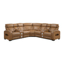  Manufacturer Color_Brown -- Fairway 9516BRWS*32LCN2RCNPWH 3 pc Power Reclining Sectional with Consoles and Wireless speakers IMAGE 1