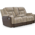  Manufacturer Color_Brownstone -- Signature Design by Ashley Mixed Motion Power Reclining Fabric Loveseat with Console IMAGE 1
