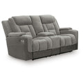  Manufacturer Color_Shadow -- Mixed Motion PC8350518 Power Reclining Loveseat with Console  & Adjutasble Headrest IMAGE 1