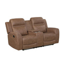  Homelegance Hearth 8347BRW-2 Double Reclining Love Seat with Center Console IMAGE 1