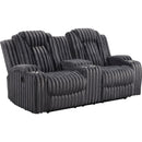  Homelegance Phyllis 8348DGY-2 Double Reclining Love Seat with Center Console and Cup Holders IMAGE 1