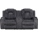  Homelegance Phyllis 8348DGY-2 Double Reclining Love Seat with Center Console and Cup Holders IMAGE 2