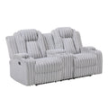  Manufacturer Color_Light Grey -- Phyllis 8348GRY-2 Double Reclining Love Seat with Center Console and Cup Holders IMAGE 1