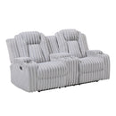  Homelegance Phyllis 8348GRY-2 Double Reclining Love Seat with Center Console and Cup Holders IMAGE 1