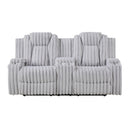  Homelegance Phyllis 8348GRY-2 Double Reclining Love Seat with Center Console and Cup Holders IMAGE 4
