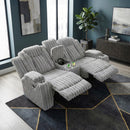  Homelegance Phyllis 8348GRY-2 Double Reclining Love Seat with Center Console and Cup Holders IMAGE 5