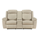  Homelegance 8379BEG-2 Double Reclining Love Seat with Center Console and Receptacles IMAGE 3
