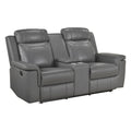  Manufacturer Color_Dark Grey -- 8379DGY-2 Double Reclining Love Seat with Center Console and Receptacles IMAGE 1
