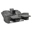  Homelegance 8379DGY-2 Double Reclining Love Seat with Center Console and Receptacles IMAGE 2