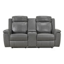  Homelegance 8379DGY-2 Double Reclining Love Seat with Center Console and Receptacles IMAGE 3