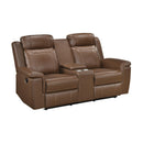  Homelegance 8379TBR-2 Double Reclining Love Seat with Center Console and Receptacles IMAGE 1