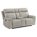  Homelegance Celestia 9199TPE-2PWH Power Double Reclining Love Seat with Power Headrest and Center Console IMAGE 1