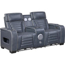  Homelegance Cyber 8344BUE-2PWHM Power Double Reclining Love Seat with Console and Power Headrest IMAGE 1