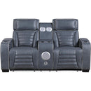  Homelegance Cyber 8344BUE-2PWHM Power Double Reclining Love Seat with Console and Power Headrest IMAGE 4