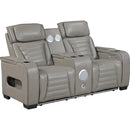  Homelegance Cyber 8344GRY-2PWHM Power Double Reclining Love Seat with Console and Power Headrest IMAGE 1
