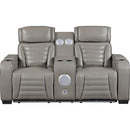  Homelegance Cyber 8344GRY-2PWHM Power Double Reclining Love Seat with Console and Power Headrest IMAGE 4